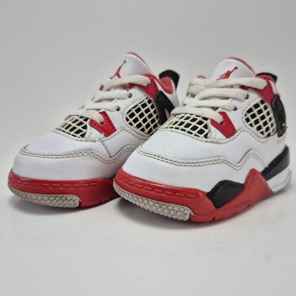 AIR JORDAN Retro 4 (TD) "Fire Red" Toddler Shoes Size 4C - Picture 7 of 10